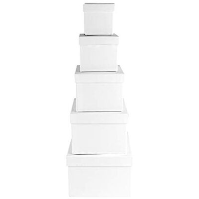 Ideen mit Herz Caixas de presente com tampa, conjunto de 5, 5 tamanhos diferentes uns dos outros, grandes e pequenos, de cartão estável, ideal para aniversários e casamentos, quadrados de 6 a 14 cm Ideen mit Herz Caixas de presente com tampa, conjunto de 5, 5 tamanhos diferentes uns dos outros, grandes e pequenos, de cartão estável, ideal para aniversários e casamentos, quadrados de 6 a 14 cm