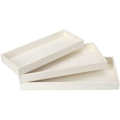 Ideen mit Herz Bandejas decorativas de madeira, retangulares, sem alça, tamanhos diferentes, natural, bege, 3 unidades Ideen mit Herz Bandejas decorativas de madeira, retangulares, sem alça, tamanhos diferentes, natural, bege, 3 unidades