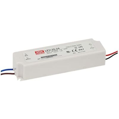 MEAN WELL Fonte de alimentação LED 36W 24 V 1,5 A; MeanWell, LPV-35-24 MEAN WELL Fonte de alimentação LED 36W 24 V 1,5 A; MeanWell, LPV-35-24