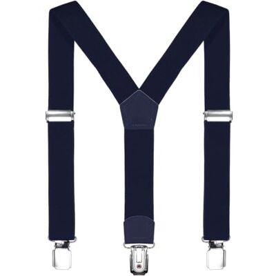 DonDon suspensórios infantis 2 cm estreito comprimento ajustável para uma altura de 80 cm a 110 cm, ou seja 1-5 anos, Azul escuro, Tamanho único DonDon suspensórios infantis 2 cm estreito comprimento ajustável para uma altura de 80 cm a 110 cm, ou seja 1-5 anos, Azul escuro, Tamanho único