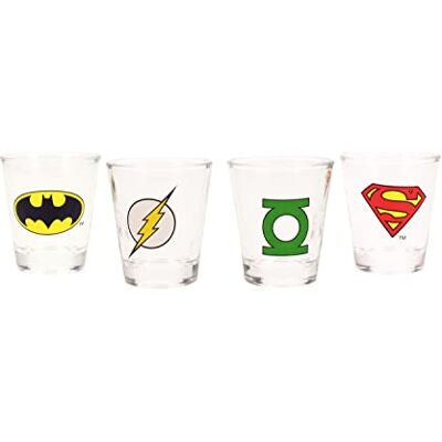 SD toys Set de Mini Copos com Logos DC Comics, Cristal, Multicor, 6.5x6.5x23 cm SD toys Set de Mini Copos com Logos DC Comics, Cristal, Multicor, 6.5x6.5x23 cm