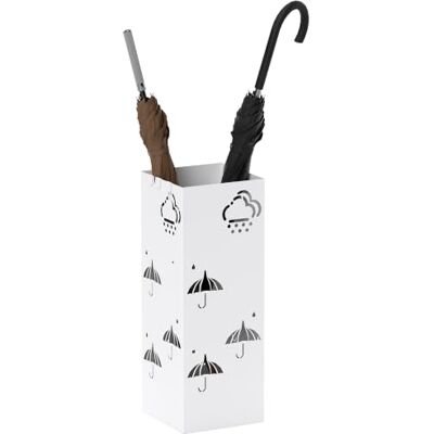 HOMCOM Paragüero de Acero con 4 Ganchos Blanco para Entrada 15,5x15,5x41 cm Suporte de guarda-chuva, bandeja de gotejamento removível, guarda-chuvas para escritório HOMCOM Paragüero de Acero con 4 Ganchos Blanco para Entrada 15,5x15,5x41 cm Suporte de guarda-chuva, bandeja de gotejamento removível, guarda-chuvas para escritório