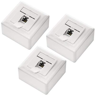 deleyCON 3x CAT 6 Universal Socket de Rede 1x Porta RJ45 Blindado Superfície ou Embutido 1 Gigabit Ethernet Rede EIA/TIA 568A&B Branco deleyCON 3x CAT 6 Universal Socket de Rede 1x Porta RJ45 Blindado Superfície ou Embutido 1 Gigabit Ethernet Rede EIA/TIA 568A&B Branco