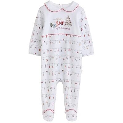 NEXT Pijama para bebé tipo de pele com a inscrição "My First Christmas NEXT Pijama para bebé tipo de pele com a inscrição "My First Christmas