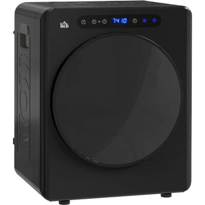 HOMCOM Secador de fugas 3 kg secador de roupa 1000 W tátil preto Função anti-rugas, função esterilizada, temporizador, ecrã LED, tambor Inox HOMCOM Secador de fugas 3 kg secador de roupa 1000 W tátil preto Função anti-rugas, função esterilizada, temporizador, ecrã LED, tambor Inox
