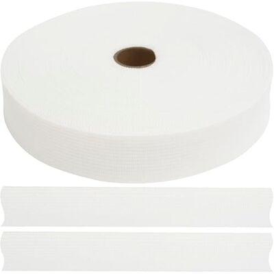 AERZETIX Rolo de fita galão de poliéster 50 metros x 25 mm cor branca passamanaria roupa almofadas edredões AERZETIX Rolo de fita galão de poliéster 50 metros x 25 mm cor branca passamanaria roupa almofadas edredões