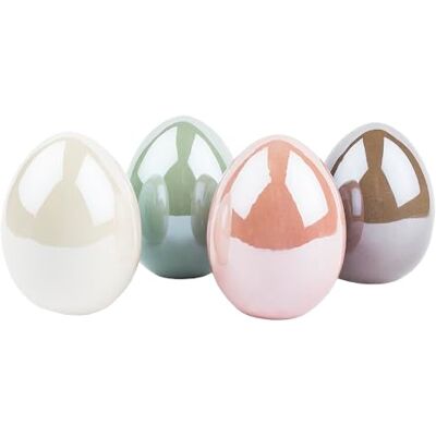 Ideen mit Herz Ovos decorativos de cerâmica, ovos de Páscoa com aparência de porcelana, brilhantes com efeito nacarado (creme, topo, menta, rosa, 4 unidades, 8 cm de altura, 6 cm de diâmetro) Ideen mit Herz Ovos decorativos de cerâmica, ovos de Páscoa com aparência de porcelana, brilhantes com efeito nacarado (creme, topo, menta, rosa, 4 unidades, 8 cm de altura, 6 cm de diâmetro)