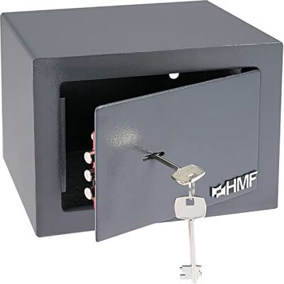 HMF Caja fuerte con llave, caja fuerte para muebles, safe compacto y resistente para hogar, oficina o hotel 23 x 17 x 17 cm Antracita HMF Caja fuerte con llave, caja fuerte para muebles, safe compacto y resistente para hogar, oficina o hotel 23 x 17 x 17 cm Antracita