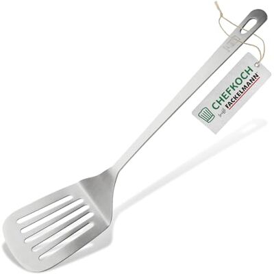 Fackelmann Chefkoch Espátula ranhurada dar a volta aos alimentos, aço inoxidável com aspeto mate Espátula adequada para máquina de lavar louça Fackelmann Chefkoch Espátula ranhurada dar a volta aos alimentos, aço inoxidável com aspeto mate Espátula adequada para máquina de lavar louça