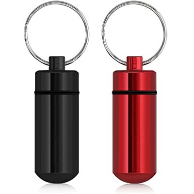 kwmobile Caixa de comprimidos pequeno porta-chaves conjunto de 2 x mini estojo organizador para comprimidos e medicamentos de alumínio preto/vermelho kwmobile Caixa de comprimidos pequeno porta-chaves conjunto de 2 x mini estojo organizador para comprimidos e medicamentos de alumínio preto/vermelho