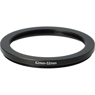 vhbw Anel adaptador Step Down 62 mm a 52 mm para câmara Adaptador de filtro, metal preto vhbw Anel adaptador Step Down 62 mm a 52 mm para câmara Adaptador de filtro, metal preto