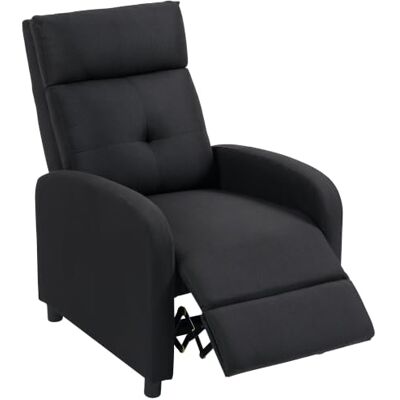 HOMCOM Poltrona Relax reutilizável manual com abertura push até 155º preto Sillón Relax de Lino, Reposapiés, Respaldo Alto, Acolchado Grueso, Butaca Reclinable, para Salón, Dormitorio, Oficina HOMCOM Poltrona Relax reutilizável manual com abertura push até 155º preto Sillón Relax de Lino, Reposapiés, Respaldo Alto, Acolchado Grueso, Butaca Reclinable, para Salón, Dormitorio, Oficina
