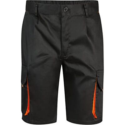 VELILLA Bermudas bicolor multibolsos, cor preta e laranja, tamanho 44 VELILLA Bermudas bicolor multibolsos, cor preta e laranja, tamanho 44