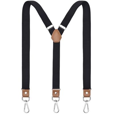 DonDon Alças pretas para homem alças elegantes para calças homem com pinças fortes, ideais para fato ou calças de trabalho largura e comprimento acessório perfeito, Preto / castanho claro DonDon Alças pretas para homem alças elegantes para calças homem com pinças fortes, ideais para fato ou calças de trabalho largura e comprimento acessório perfeito, Preto / castanho claro