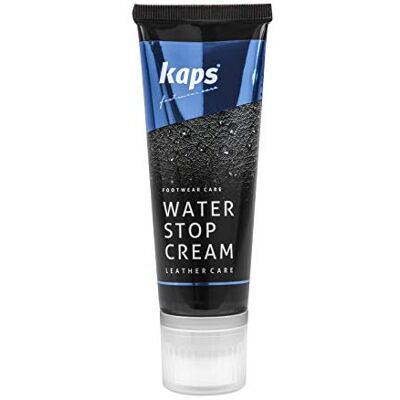 Kaps Creme impermeável de qualidade para botas de couro liso, nutrição com cera natural e aplicador de esponja, Water Stop, cores (118 preto) Kaps Creme impermeável de qualidade para botas de couro liso, nutrição com cera natural e aplicador de esponja, Water Stop, cores (118 preto)