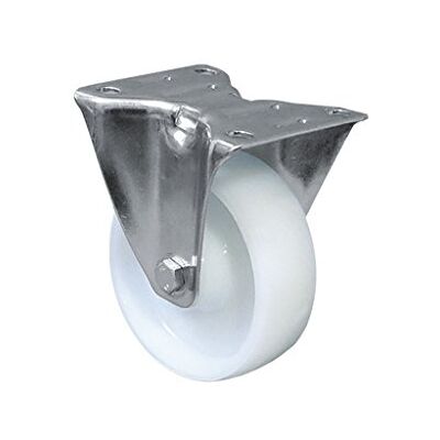 Cofan Roda de nylon fixa giratória com rolamento liso, para pesos de até 150 kg e diâmetros de 80, 100 e 125 mm Cofan Roda de nylon fixa giratória com rolamento liso, para pesos de até 150 kg e diâmetros de 80, 100 e 125 mm