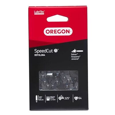 Oregon Corrente de moto-serra para espada 38 cm, ,325", 1,3 mm, 64 ligações SpeedCut, corrente de substituição, compatível com Husqvarna, Dolmar, Partner e muito mais Oregon Corrente de moto-serra para espada 38 cm, ,325", 1,3 mm, 64 ligações SpeedCut, corrente de substituição, compatível com Husqvarna, Dolmar, Partner e muito mais