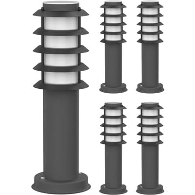 ledscom.de 5 pçs. luz de poste PORU para exteriores, IP44, grelha, 39cm, antracito, incl. lâmpada E27 471lm, branco extra quente ledscom.de 5 pçs. luz de poste PORU para exteriores, IP44, grelha, 39cm, antracito, incl. lâmpada E27 471lm, branco extra quente