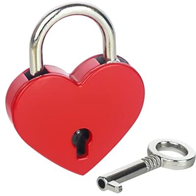 HMF Mini cadeado decorativo em forma de coração com chave, 3,9 x 3 x 0,7 cm, vermelho HMF Mini cadeado decorativo em forma de coração com chave, 3,9 x 3 x 0,7 cm, vermelho