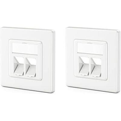 deleyCON 2 x Caixa de ligações LAN de 2 portas conector de dados incorporado para módulos Keystone inclinados 45° para módulos Keystone com p.e. Conector RJ45 coaxial RJ-11 entrada Cinch Toslink PS2 deleyCON 2 x Caixa de ligações LAN de 2 portas conector de dados incorporado para módulos Keystone inclinados 45° para módulos Keystone com p.e. Conector RJ45 coaxial RJ-11 entrada Cinch Toslink PS2