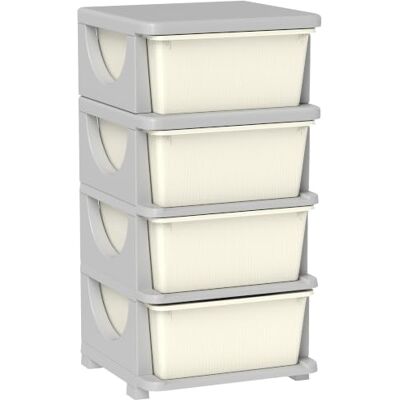 HOMCOM Torre de armazenamento infantil com 4 gavetas 37 x 37 x 76 cm creme Organizador de brinquedos, para crianças de +3 anos, com bordas redondas e alças, para berçário, sala de jogos, quarto HOMCOM Torre de armazenamento infantil com 4 gavetas 37 x 37 x 76 cm creme Organizador de brinquedos, para crianças de +3 anos, com bordas redondas e alças, para berçário, sala de jogos, quarto