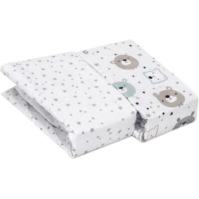 FlyIdeas Conjunto de 2 lençóis de baixo ajustáveis, 100 % algodão, lençóis para capazes e carro bebé 70 x 30 / 70 x 35, suaves e respiráveis (ursinhos) FlyIdeas Conjunto de 2 lençóis de baixo ajustáveis, 100 % algodão, lençóis para capazes e carro bebé 70 x 30 / 70 x 35, suaves e respiráveis (ursinhos)