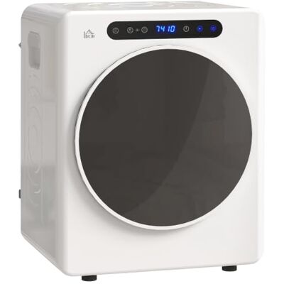 HOMCOM Secador de Evacuação 3 kg secador de roupa 1000 W tátil branco Função anti-rugas, função esterilizada, temporizador, ecrã LED, tambor Inox HOMCOM Secador de Evacuação 3 kg secador de roupa 1000 W tátil branco Função anti-rugas, função esterilizada, temporizador, ecrã LED, tambor Inox