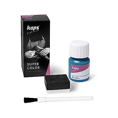 Kaps Conjunto de tinta para sapatos e bolsas de couro e têxtil com esponja e pincel, super cor, 70 cores (122 elétrico) Kaps Conjunto de tinta para sapatos e bolsas de couro e têxtil com esponja e pincel, super cor, 70 cores (122 elétrico)