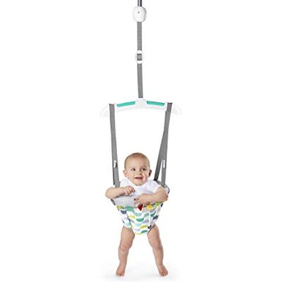 Bright Starts , Playful Parade saltador de porta para bebé com alça ajustável, 6 meses e mais, peso máximo 26 lbs. Bright Starts , Playful Parade saltador de porta para bebé com alça ajustável, 6 meses e mais, peso máximo 26 lbs.