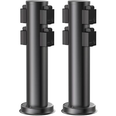 ledscom.de 2 Suporte de lâmpadas de jardim PORU para exteriores, IP44, 4 vias, aço inoxidável, preto, redondo, 39 cm ledscom.de 2 Suporte de lâmpadas de jardim PORU para exteriores, IP44, 4 vias, aço inoxidável, preto, redondo, 39 cm