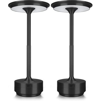 MMOBIEL Candeeiro de mesa LED sem fios metal recarregável com controlo tátil, 3 tons reguláveis, bateria 5200 mAh, USB-C para interior / exterior, quarto, restaurante, 2 peças, preto MMOBIEL Candeeiro de mesa LED sem fios metal recarregável com controlo tátil, 3 tons reguláveis, bateria 5200 mAh, USB-C para interior / exterior, quarto, restaurante, 2 peças, preto