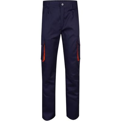 VELILLA 103004; Calças Bicolor Multibolsos; Cor Azul Marinho e Laranja; Tamanho 48 VELILLA 103004; Calças Bicolor Multibolsos; Cor Azul Marinho e Laranja; Tamanho 48