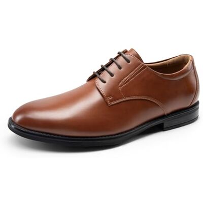 Bruno Marc Sapatos de Vestir Masculino Oxfords com Cadarços Clássicos para Traje Formal Derby com Gola Acolchoada e Sola Antiderrapante, Castanho Bruno Marc Sapatos de Vestir Masculino Oxfords com Cadarços Clássicos para Traje Formal Derby com Gola Acolchoada e Sola Antiderrapante, Castanho