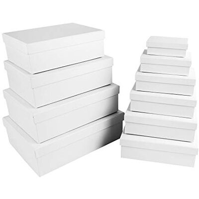 Ideen mit Herz Caixas de presente com tampa, conjunto de 10, 10 tamanhos diferentes uns dos outros, grandes e pequenos, de cartão estável, ideal para aniversários e casamentos, quadradas de 8,5 a 24 Ideen mit Herz Caixas de presente com tampa, conjunto de 10, 10 tamanhos diferentes uns dos outros, grandes e pequenos, de cartão estável, ideal para aniversários e casamentos, quadradas de 8,5 a 24