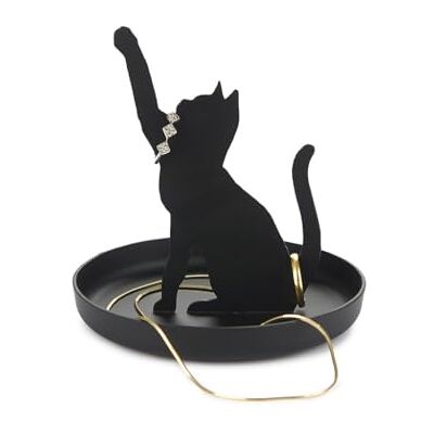 Balvi Porta anéis Feline cor preta suporte de jóias de silhueta de gato metal Balvi Porta anéis Feline cor preta suporte de jóias de silhueta de gato metal