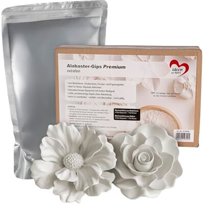 Ideen mit Herz Ideia com gesso de alabastro premium pó de gesso extra-fino para modelagem e fundição, trabalhos manuais, 2500 g Ideen mit Herz Ideia com gesso de alabastro premium pó de gesso extra-fino para modelagem e fundição, trabalhos manuais, 2500 g
