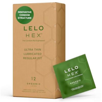 LELO Preservativos HEX de , fabricados com látex de procedência orgânica e infusados com L-arginina, preservativos ultra-sensíveis 12 embalagens LELO Preservativos HEX de , fabricados com látex de procedência orgânica e infusados com L-arginina, preservativos ultra-sensíveis 12 embalagens
