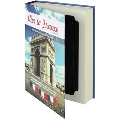 HMF cofre em forma de livro, caixa de valores camuflada, páginas de papel autênticas, "Vive la France", 23 × 15 × 4 cm, rotulação em francês HMF cofre em forma de livro, caixa de valores camuflada, páginas de papel autênticas, "Vive la France", 23 × 15 × 4 cm, rotulação em francês