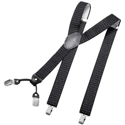 DonDon Suspensórios largos para homem 3,5 cm com 4 clipes extra fortes suspensórios para calças homem, Tamanho único DonDon Suspensórios largos para homem 3,5 cm com 4 clipes extra fortes suspensórios para calças homem, Tamanho único