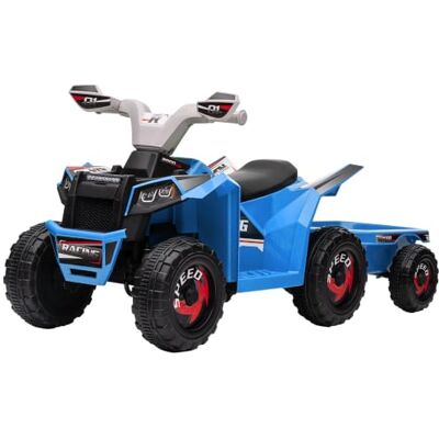 HOMCOM Quad Eléctrico para Niños con Remolque 6V 18-36 Meses 2,5 km/h Azul A Bateria, Quad para crianças, 6 rodas, guiador antiderrapante, 106 x 41,5 x 48,5 cm HOMCOM Quad Eléctrico para Niños con Remolque 6V 18-36 Meses 2,5 km/h Azul A Bateria, Quad para crianças, 6 rodas, guiador antiderrapante, 106 x 41,5 x 48,5 cm