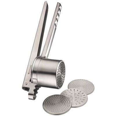 Westmark Prensa para Spätzle e batatas, com 4 discos perfurados intercambiáveis, aço inoxidável, quadro, prateado, Westmark Prensa para Spätzle e batatas, com 4 discos perfurados intercambiáveis, aço inoxidável, quadro, prateado,