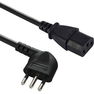 Electraline compre Show Cabo de alimentação tomada salvazpazio italiana 10 A para IEC VDE, 1,8 MT, cabo, H05VV-F G, cor preta Electraline compre Show Cabo de alimentação tomada salvazpazio italiana 10 A para IEC VDE, 1,8 MT, cabo, H05VV-F G, cor preta