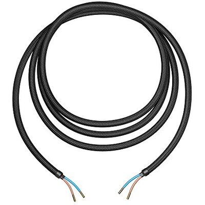 ledscom.de Cabo têxtil, 3 m, preto, 2 x 0,75 mm², capa têxtil H03VV-F ledscom.de Cabo têxtil, 3 m, preto, 2 x 0,75 mm², capa têxtil H03VV-F
