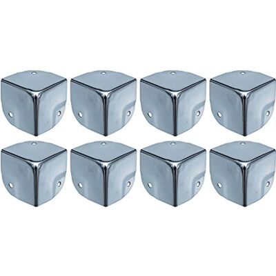 HMF Protetores de cantos de metal para malas, caixas ou malas 8 unidades, 40 x 40 x 40 mm, galvanizado prateado HMF Protetores de cantos de metal para malas, caixas ou malas 8 unidades, 40 x 40 x 40 mm, galvanizado prateado