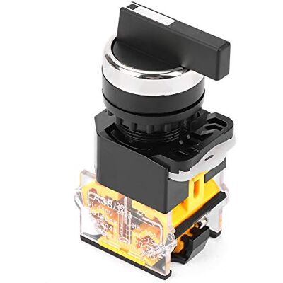Walfront Selector rotativo mecânico mini de 3 posições redefinição automática La38-20bx33 diâmetro do orifício de montagem 22 mm com cabo comprido Walfront Selector rotativo mecânico mini de 3 posições redefinição automática La38-20bx33 diâmetro do orifício de montagem 22 mm com cabo comprido