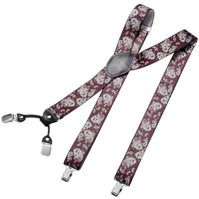 DonDon Suspensórios para homem largos 3,5 cm com 4 clipes extra fortes suspensórios para calças de homem, Tamanho único DonDon Suspensórios para homem largos 3,5 cm com 4 clipes extra fortes suspensórios para calças de homem, Tamanho único