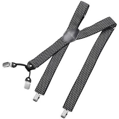 DonDon Suspensórios para homem largos de 3,5 cm com 4 clipes extra fortes suspensórios para calças homem, Tamanho único DonDon Suspensórios para homem largos de 3,5 cm com 4 clipes extra fortes suspensórios para calças homem, Tamanho único