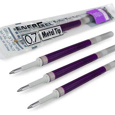 Pentel 4 peças EnerGel de 0,7 mm, com ponta de metal, , que se ajusta a EnerGel Xm, BL77, BL57 e BL37, cor violeta Pentel 4 peças EnerGel de 0,7 mm, com ponta de metal, , que se ajusta a EnerGel Xm, BL77, BL57 e BL37, cor violeta