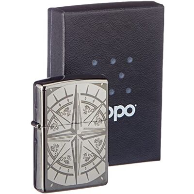 Zippo Feuerzeug PL Compass 60001008 Isqueiro, latão, preto, 1 x 3,5 x 5,5 cm Zippo Feuerzeug PL Compass 60001008 Isqueiro, latão, preto, 1 x 3,5 x 5,5 cm