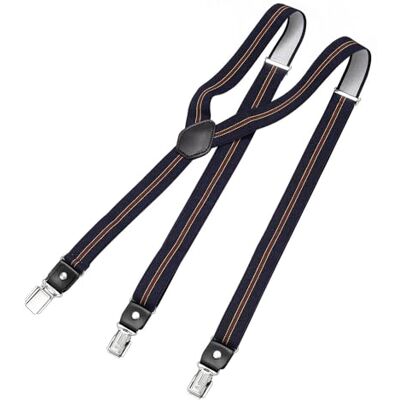 DonDon Suspensórios masculinos estreitos largos de 2,5 cm com 3 clipes extra fortes suspensórios para calças masculinas, Tamanho único DonDon Suspensórios masculinos estreitos largos de 2,5 cm com 3 clipes extra fortes suspensórios para calças masculinas, Tamanho único